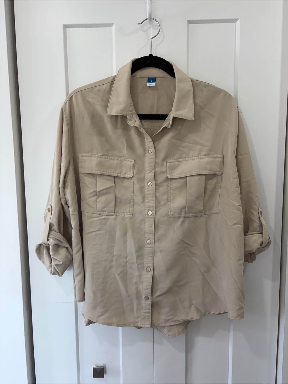 Old Navy Women's Beige Button-Down Utility Shirt
